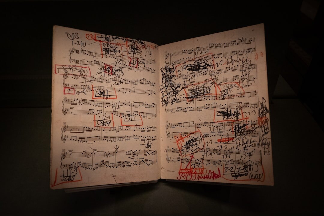open book with handwritten notes